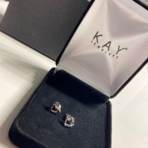 Silver sapphire Kay Jewelers diamond earrings